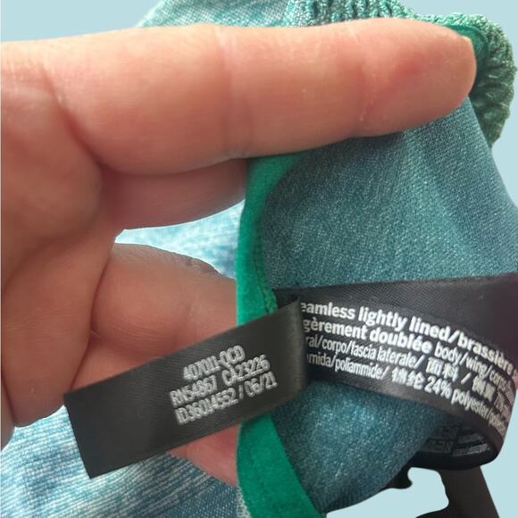 PINK Active Sports Bra Racerback Ombré Green Mesh Large - Picture 5 of 7